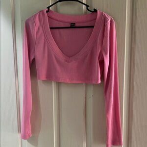 SHEIN Pink Fitted Crop Blouse